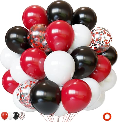 Luftballons Rot Schwarz Weiß 50 Stück 12 zoll SKYIOL Latex Ballons Konfetti Ballons für Geburtstag Hochzeit JGA Karneval Weihnachten Sportevents Deko, T765 von SKYIOL