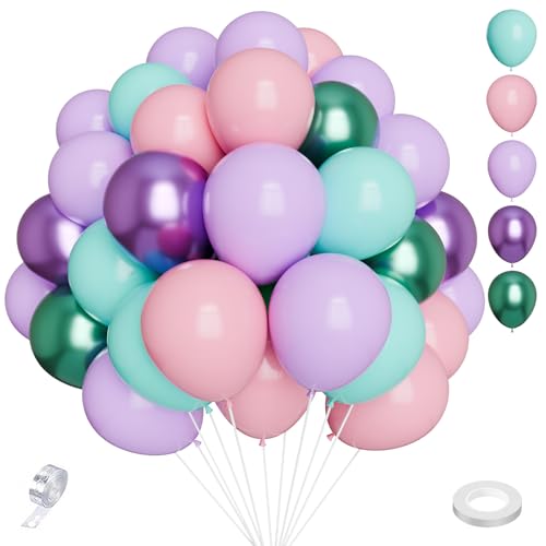 Luftballons Rosa Lila Türkis Grün 65 Stück 12 zoll 5 zoll SKYIOL Latex Ballons Meerjungfrau Macaron-Farben Metallic Ballons mit Streifen für Geburtstag Hochzeit Baby Shower Taufe Ostern Deko Luftballons Rosa Lila Türkis Grün 65 Stück 12 zoll 5 zoll SKYIOL Latex Ballons Meerjungfrau Macaron-Farben Metallic Ballons mit Streifen für Geburtstag Hochzeit Baby Shower Taufe Ostern Deko von SKYIOL