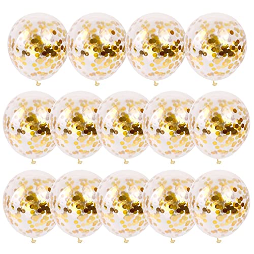 Konfetti Luftballons Gold SKYIOL 50 Stück 30 cm Goldene Glitzer Pailletten Latex Helium Ballons für Kinder Mädchen Damen Geburtstag Hochzeit Verlobung JGA Valentinstag Baby Shower Party Dekoration von SKYIOL