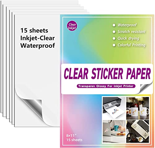 Sticker Papier zum Bedrucken für Tintenstrahldrucker A4 Halbtransparent, 15 Blatt SKYIOL VINYL Aufkleber Papier für Inkjet Drucker Halbdurchsichtig Wasserfest Etiketten Papier Bläulich Glänzend von SKYIOL