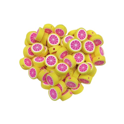 100 Stück 10 mm Obstform Ton Abstandshalter Perlen für DIY Schmuck Armband Ohrring Halskette Bastelbedarf (Grapefruit) von SKYPRO
