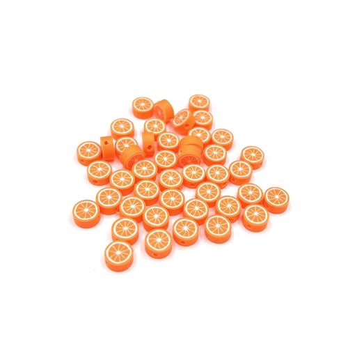 100 Stück 10 mm Obstform Ton Abstandshalter Perlen für DIY Schmuck Armband Ohrring Halskette Bastelbedarf (Orange) von SKYPRO