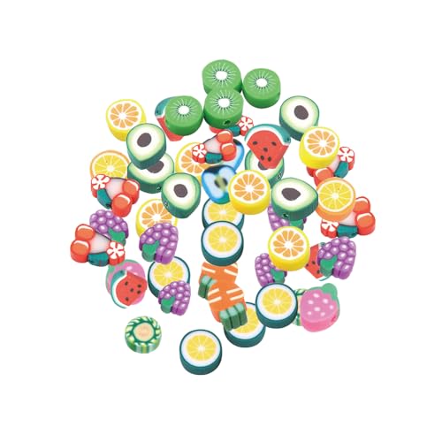 100 Stück 7–12 mm große Abstandshalter in Obstform, für DIY-Schmuck, Armbänder, Ohrringe, Halsketten, Bastelzubehör (verschiedene Farben) von SKYPRO