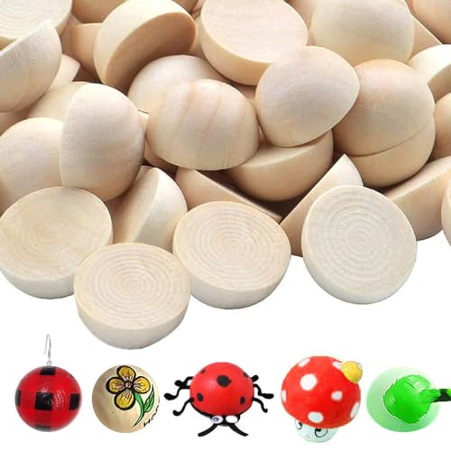 100 Stück halbe Holzperlen, 15 mm geteilte Holzkugeln, unlackiert, natürlich, halbrunde Perlen für Heimwerker, Handwerk, Weihnachten, Zuhause, Party, dekoratives Zubehör 100 Stück halbe Holzperlen, 15 mm geteilte Holzkugeln, unlackiert, natürlich, halbrunde Perlen für Heimwerker, Handwerk, Weihnachten, Zuhause, Party, dekoratives Zubehör von SKYPRO