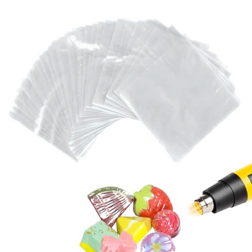 100Pcs POF Schrumpffolie Taschen 15x15cm Klar Hitze Schrumpffolie Wrap für hausgemachte DIY Verpackung Seife Badebombe Kerze von SKYPRO