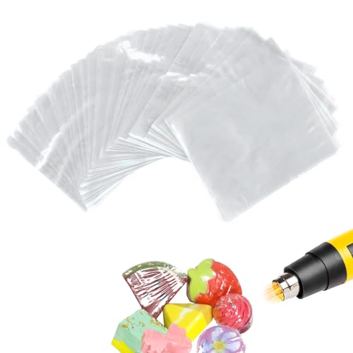 100Pcs POF Schrumpffolie Taschen 16x18cm Klar Hitze Schrumpffolie Wrap für hausgemachte DIY Verpackung Seife Badebombe Kerze von SKYPRO