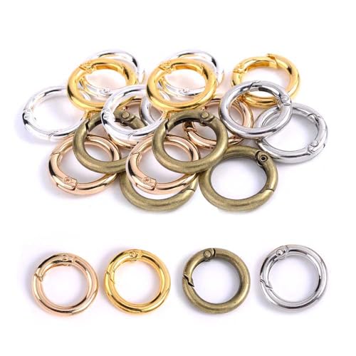 40 Stück Frühling-O-Ringe Legierung Runde Clips Kreis Trigger Frühling O-Ring 20mm Schnappschnalle Ringe Schlüsselanhänger Haken Snap Clip für Schlüsselanhänger Taschen Geldbörsen Handtaschen DIY von SKYPRO