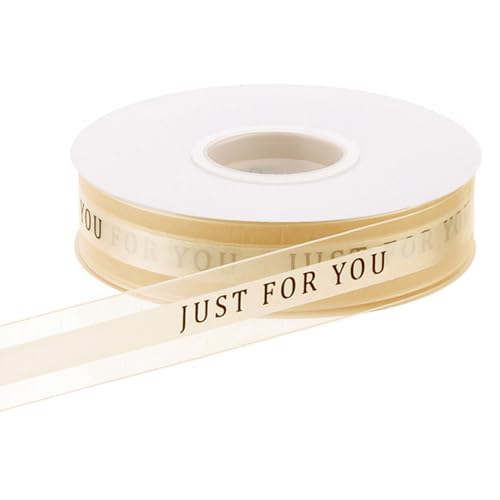 Chiffonband mit Aufschrift "Just for You", für Urlaub, Party, Hochzeit, Geschenkverpackung, Ballon, Nähen und Blumendekoration, 25 cm x 49 m, Beige / Gelb von SKYPRO