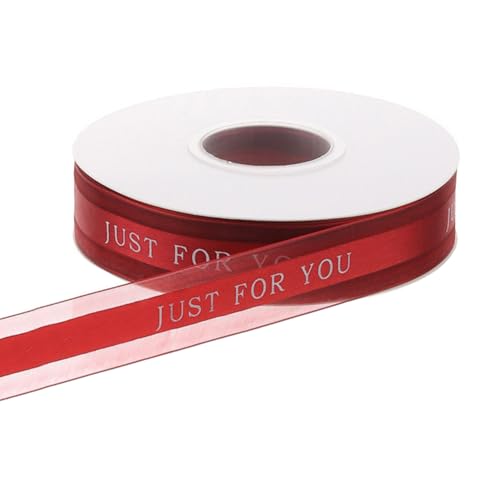Chiffonband mit Aufschrift "Just for You", für Urlaub, Party, Hochzeit, Geschenkverpackung, Ballon, Nähen und Blumendekoration, 25 cm x 49 m, Weinrot Chiffonband mit Aufschrift "Just for You", für Urlaub, Party, Hochzeit, Geschenkverpackung, Ballon, Nähen und Blumendekoration, 25 cm x 49 m, Weinrot von SKYPRO