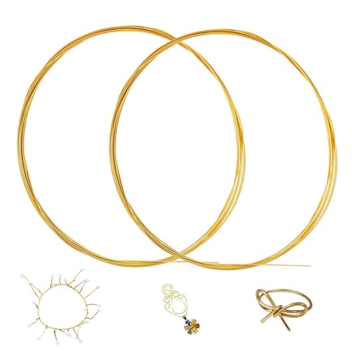 Goldener Edelstahldraht, 0,6 mm Durchmesser, anlaufgeschützt, Basteldrähte für Schmuckherstellung, DIY, Verpacken, Perlenstickerei und Kunstprojekte, 2 Rollen Goldener Edelstahldraht, 0,6 mm Durchmesser, anlaufgeschützt, Basteldrähte für Schmuckherstellung, DIY, Verpacken, Perlenstickerei und Kunstprojekte, 2 Rollen von SKYPRO