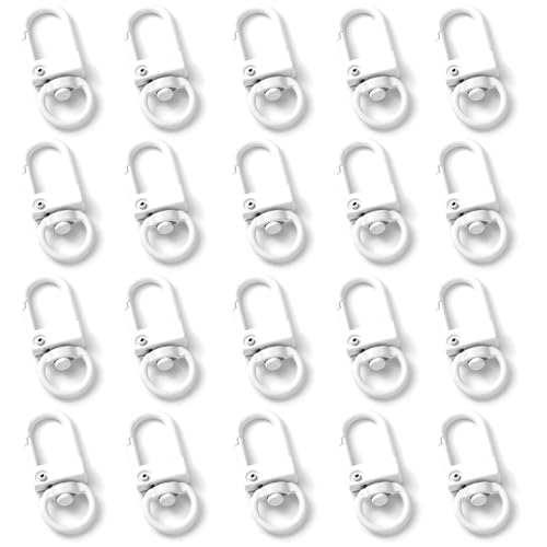 Karabinerverschlüsse aus Metall, mit Drehgelenk, mit Schlüsselringen, DIY-Zubehör, kleine Clips für Schlüsselanhänger, Tasche, Schmuckherstellung, Weiß, 20 Stück von SKYPRO