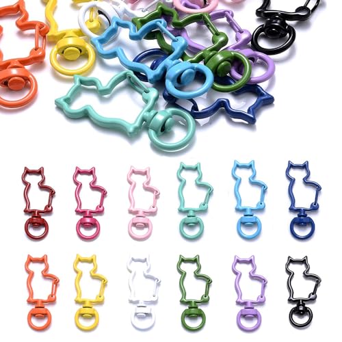 Karabinerverschlüsse aus Metall, niedliche Katze, drehbar, Zubehör, kleine Clips für Schlüsselanhänger, Tasche, Schmuckherstellung, 20 Stück Karabinerverschlüsse aus Metall, niedliche Katze, drehbar, Zubehör, kleine Clips für Schlüsselanhänger, Tasche, Schmuckherstellung, 20 Stück von SKYPRO