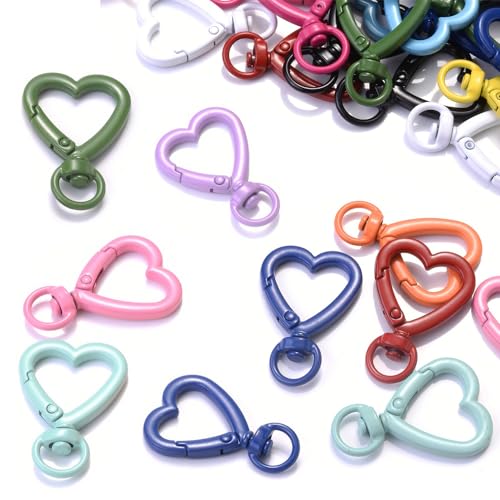 Karabinerverschlüsse aus Metall, niedliches Herz, drehbar, Zubehör, kleine Clips für Schlüsselanhänger, Tasche, Schmuckherstellung, 20 Stück Karabinerverschlüsse aus Metall, niedliches Herz, drehbar, Zubehör, kleine Clips für Schlüsselanhänger, Tasche, Schmuckherstellung, 20 Stück von SKYPRO