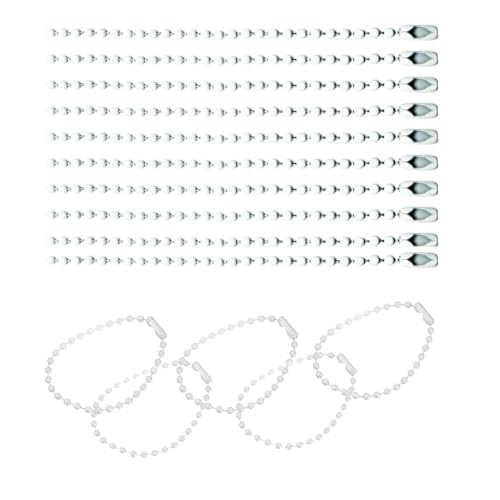 Kugel-Perlenkette, 100 mm, 2,4 mm Durchmesser, mit Kugelverbindungsverschluss, Schlüsselanhänger, Ringe, Metallperlenkette, DIY-Schmuck, Zubehör, Erkennungsmarke, Kette, Weiß, 100 Stück Kugel-Perlenkette, 100 mm, 2,4 mm Durchmesser, mit Kugelverbindungsverschluss, Schlüsselanhänger, Ringe, Metallperlenkette, DIY-Schmuck, Zubehör, Erkennungsmarke, Kette, Weiß, 100 Stück von SKYPRO