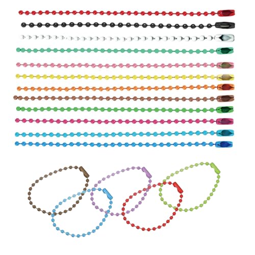Kugel-Perlenkette, 100 mm, 2,4 mm Durchmesser, mit Kugelverbindungsverschluss, Schlüsselanhänger, Ringe, Metallperlenkette, DIY-Schmuck, Zubehör, Erkennungsmarke, bunt, 100 Stück Kugel-Perlenkette, 100 mm, 2,4 mm Durchmesser, mit Kugelverbindungsverschluss, Schlüsselanhänger, Ringe, Metallperlenkette, DIY-Schmuck, Zubehör, Erkennungsmarke, bunt, 100 Stück von SKYPRO