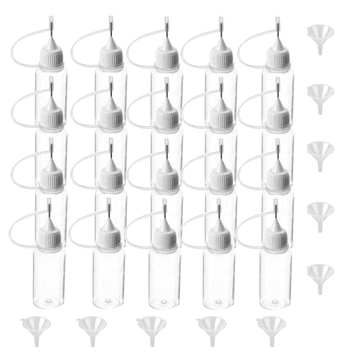 SKYPRO 20 Stück Nadelspitzen-Kleber-Flaschen Applikator DIY Quilling Werkzeug Präzisionsspitze Kleber Kunststoff Flüssigkeit Tropfflaschen (20 ml) von SKYPRO