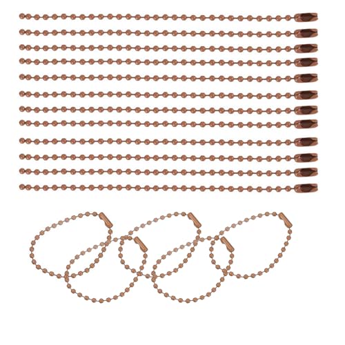SKYPRO Kugel-Perlenkette, 100 mm, 2,4 mm Durchmesser, mit Kugelverbindungsverschluss, Schlüsselanhänger, Ringe, Metallperlenkette, DIY-Schmuck, Zubehör, Erkennungsmarke, 100 Stück (Kaffee) von SKYPRO