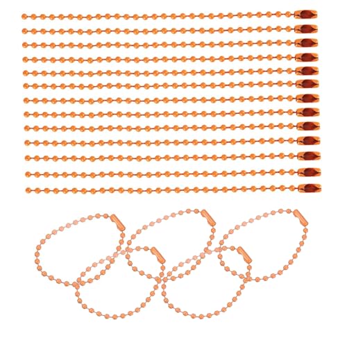 SKYPRO Kugel-Perlenkette, 120 mm, 2,4 mm Durchmesser, mit Kugelverbindungsverschluss, Schlüsselanhänger, Ringe, Metallperlenkette, DIY-Schmuck, Zubehör, Erkennungsmarke, Orange, 100 Stück von SKYPRO