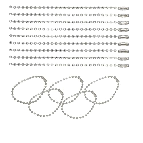 SKYPRO Kugel-Perlenkette, 120 mm, 2,4 mm Durchmesser, mit Kugelverbindungsverschluss, Schlüsselanhänger, Ringe, Metallperlenkette, DIY-Schmuck, Zubehör, Erkennungsmarke, Silberfarben, 100 Stück SKYPRO Kugel-Perlenkette, 120 mm, 2,4 mm Durchmesser, mit Kugelverbindungsverschluss, Schlüsselanhänger, Ringe, Metallperlenkette, DIY-Schmuck, Zubehör, Erkennungsmarke, Silberfarben, 100 Stück von SKYPRO