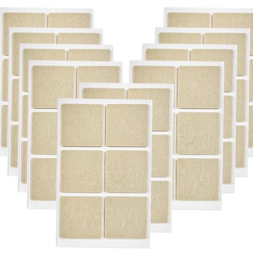 Stuhlbeinschoner aus Filz, dick, selbstklebend, Bodenschoner, Möbelbeine, Tischbeine, quadratische Unterseite, Anti-Rutsch-Pads (45 x 45 mm, Beige), 60 Stück von SKYPRO