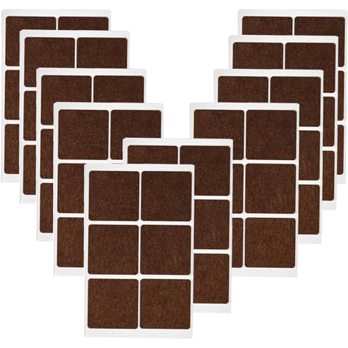 Stuhlbeinschoner aus Filz, dick, selbstklebend, Bodenschoner, Möbelbeine, Tischbeine, quadratische Unterseite, Anti-Rutsch-Pads (45 x 45 mm, braun), 60 Stück von SKYPRO