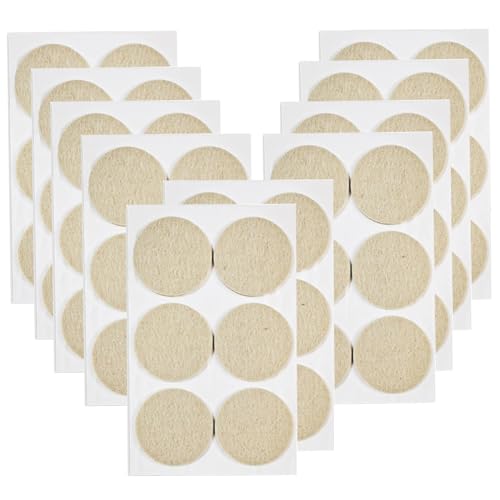 Stuhlbeinschoner aus Filz, dick, selbstklebend, Bodenschoner, Möbelbeine, Tischbeine, runde Unterseite, Anti-Rutsch-Pads, 60 Stück (45 mm, Beige) von SKYPRO