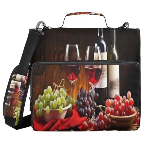 SKYSHU Wine Grape Ordner mit 3-Ring-Reißverschluss, Schultergurt und Griff, 3,8 cm, wasserabweisend, erweiterbar, Aktenordner mit mehreren Fächern für Schule und Büro SKYSHU Wine Grape Ordner mit 3-Ring-Reißverschluss, Schultergurt und Griff, 3,8 cm, wasserabweisend, erweiterbar, Aktenordner mit mehreren Fächern für Schule und Büro von SKYSHU