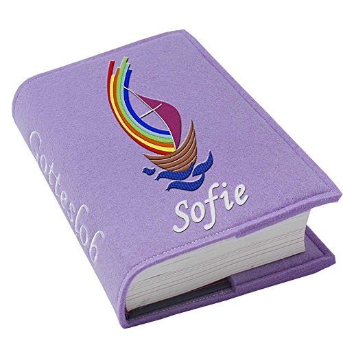 Gotteslob Gotteslobhülle Hülle Arche Filz mit Namen bestickt Einband Umschlag personalisierte Gesangbuchhülle, Farbe:flieder Gotteslob Gotteslobhülle Hülle Arche Filz mit Namen bestickt Einband Umschlag personalisierte Gesangbuchhülle, Farbe:flieder von SL-Store GbR