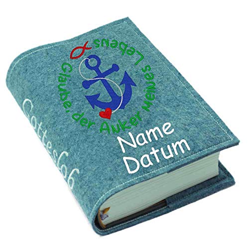 Gotteslob Gotteslobhülle Hülle Glaube der Anker meines Lebens Filz Namen bestickt Einband Umschlag personalisierte Gesangbuchhülle, Farbe:petrol meliert Gotteslob Gotteslobhülle Hülle Glaube der Anker meines Lebens Filz Namen bestickt Einband Umschlag personalisierte Gesangbuchhülle, Farbe:petrol meliert von SL-Store GbR