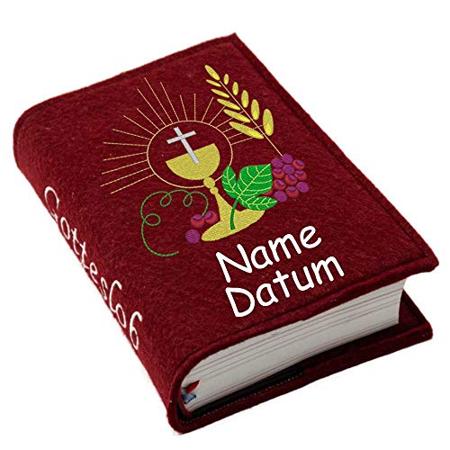 Gotteslob Gotteslobhülle Hülle Kelch Traube Filz mit Namen bestickt Einband Umschlag personalisierte Gesangbuchhülle, Farbe:dunkelrot Gotteslob Gotteslobhülle Hülle Kelch Traube Filz mit Namen bestickt Einband Umschlag personalisierte Gesangbuchhülle, Farbe:dunkelrot von SL-Store GbR