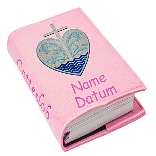 Gotteslob Gotteslobhülle Hülle Kreuz Herzen Wasser Filz Namen bestickt Einband Umschlag personalisierte Gesangbuchhülle, Farbe:rosa Gotteslob Gotteslobhülle Hülle Kreuz Herzen Wasser Filz Namen bestickt Einband Umschlag personalisierte Gesangbuchhülle, Farbe:rosa von SL-Store GbR