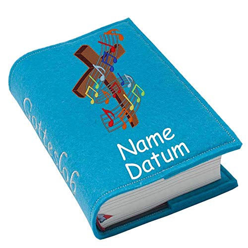 Gotteslob Gotteslobhülle Hülle Kreuz Noten Regenbogen Filz mit Namen bestickt Einband Umschlag personalisierte Gesangbuchhülle, Farbe:türkis Gotteslob Gotteslobhülle Hülle Kreuz Noten Regenbogen Filz mit Namen bestickt Einband Umschlag personalisierte Gesangbuchhülle, Farbe:türkis von SL-Store GbR