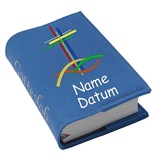 Gotteslob Gotteslobhülle Hülle bunte Kreuze Filz mit Namen bestickt Einband Umschlag personalisierte Gesangbuchhülle, Farbe:blau Gotteslob Gotteslobhülle Hülle bunte Kreuze Filz mit Namen bestickt Einband Umschlag personalisierte Gesangbuchhülle, Farbe:blau von SL-Store GbR