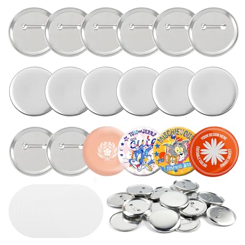 100 Stück Metall Button-Rohlinge mit Sicherheitsnadel - 58mm Komplettset für Buttonmaschine - DIY Abzeichenherstellung - Inkl. Deckel, Rückteil, Klarfolie & Dichtung 100 Stück Metall Button-Rohlinge mit Sicherheitsnadel - 58mm Komplettset für Buttonmaschine - DIY Abzeichenherstellung - Inkl. Deckel, Rückteil, Klarfolie & Dichtung von SLAKOZYT
