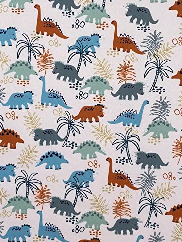 Softshell Jackenstoff Kinderstoff Dinos ecru (2) von SLANTASTOFFE BRINGEN SIE UNSEREM STOFF LEBEN