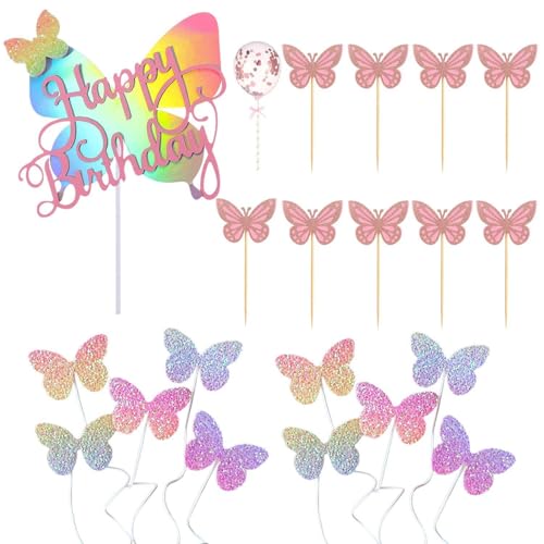 1 Große Schmetterlingskarte, 10 Bunte Schmetterlinge, 1 Luftballon, 9 Schmetterlingskarten Mit Dunkler Grundierung, Schmetterlingsdekoration Zum Geburtstag, Kuchenaufsatz Für Geburtstagskind 1 Große Schmetterlingskarte, 10 Bunte Schmetterlinge, 1 Luftballon, 9 Schmetterlingskarten Mit Dunkler Grundierung, Schmetterlingsdekoration Zum Geburtstag, Kuchenaufsatz Für Geburtstagskind von SLAXJNE