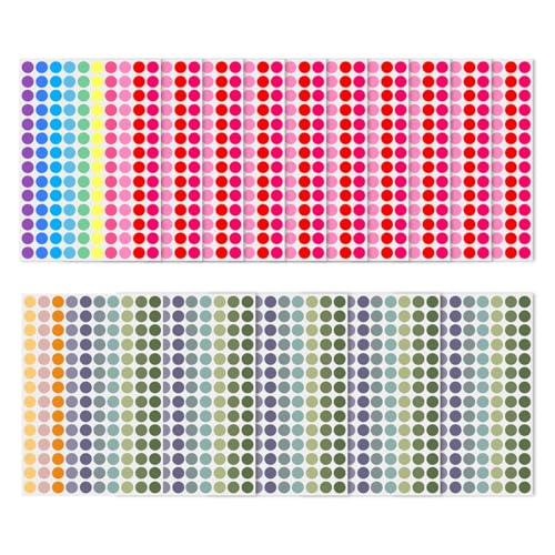 15 Blatt (2100 Stück) Runde Etiketten, Farbcodierung, Bunte Runde Aufkleber, Markierungsaufkleber, Siegelaufkleber, Handgeschriebene Einfarbige Markierungsaufkleber von SLAXJNE