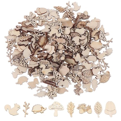 SLAXJNE 150 Stück Waldtiere Aus Holz, Walddeko, Streudeko Herbst, Streudeko Holz, Bastelmaterial Holz, Basteltiere, Holzspäne von SLAXJNE