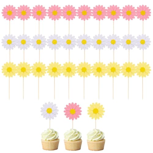 30 Stück Gänseblümchen-Einsätze, Gänseblümchen-Kuchendekoration, Blumendekoration Für Geburtstagskinder, Dekoration Blumenkuchen, Gänseblümchen-Blumendekoration 30 Stück Gänseblümchen-Einsätze, Gänseblümchen-Kuchendekoration, Blumendekoration Für Geburtstagskinder, Dekoration Blumenkuchen, Gänseblümchen-Blumendekoration von SLAXJNE