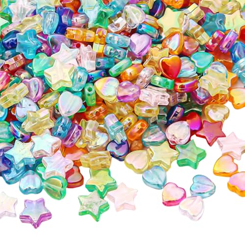 500 Acrylperlen, Herzförmig, Sternperlen, Farbig Plattierte Lose Perlen, Armband-Abstandsperlen, Gelochtes Perlenmaterial, Diy-Schmuckanhänger 500 Acrylperlen, Herzförmig, Sternperlen, Farbig Plattierte Lose Perlen, Armband-Abstandsperlen, Gelochtes Perlenmaterial, Diy-Schmuckanhänger von SLAXJNE