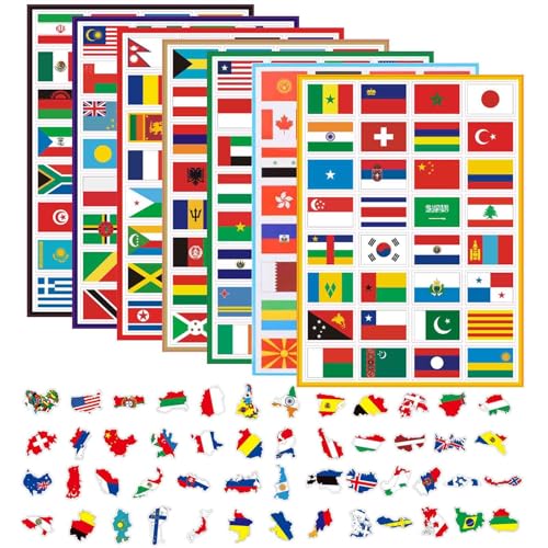 7 Länderflaggenaufkleber, 50 Länderkartenaufkleber, Scrapbook-Flaggenaufkleber, Wasserflaschenaufkleber, Dekorative Aufkleber 7 Länderflaggenaufkleber, 50 Länderkartenaufkleber, Scrapbook-Flaggenaufkleber, Wasserflaschenaufkleber, Dekorative Aufkleber von SLAXJNE