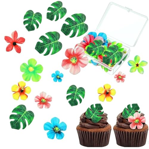 83 Stück Kuchenpapier-Aufkleber, Palmenblätter, Blumen-Oblatenpapier, Dekorative Schildkrötenblätter, 3D-Blumen-Kuchenpapier-Aufkleber, Hawaii-Dschungel-Themen-Kuchendekoration 83 Stück Kuchenpapier-Aufkleber, Palmenblätter, Blumen-Oblatenpapier, Dekorative Schildkrötenblätter, 3D-Blumen-Kuchenpapier-Aufkleber, Hawaii-Dschungel-Themen-Kuchendekoration von SLAXJNE
