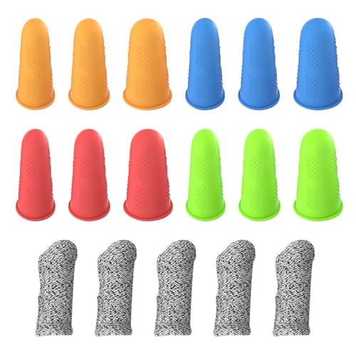 SLAXJNE 12 Stück Silikon-Fingerschützer, 5 Stück Schnittfeste Fingerschützer, Fingerhüte Zum Nähen, Fingerschützer, Gehäkelte Fingerschützer, Gestrickte Fingerschützer SLAXJNE 12 Stück Silikon-Fingerschützer, 5 Stück Schnittfeste Fingerschützer, Fingerhüte Zum Nähen, Fingerschützer, Gehäkelte Fingerschützer, Gestrickte Fingerschützer von SLAXJNE