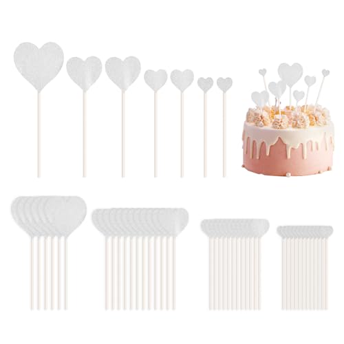 SLAXJNE 49 Stück Herz-Einsätze, Cupcake-Topper Für Hochzeiten, Muffin-Dekorationen, Herzförmige Kuchen-Topper, Cupcake- Und Muffin-Stecker SLAXJNE 49 Stück Herz-Einsätze, Cupcake-Topper Für Hochzeiten, Muffin-Dekorationen, Herzförmige Kuchen-Topper, Cupcake- Und Muffin-Stecker von SLAXJNE