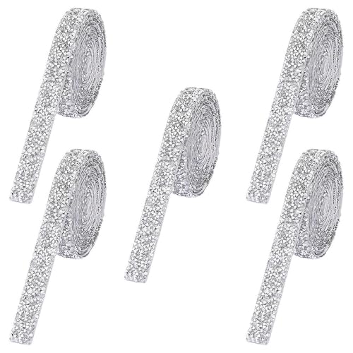 SLAXJNE 5 Rollen Strassband, Silberband, Glitzerband, Multifunktionsband, Selbstklebendes Dekoband, Partydeko, DIY-Zubehör, Hochzeitsdekoband SLAXJNE 5 Rollen Strassband, Silberband, Glitzerband, Multifunktionsband, Selbstklebendes Dekoband, Partydeko, DIY-Zubehör, Hochzeitsdekoband von SLAXJNE