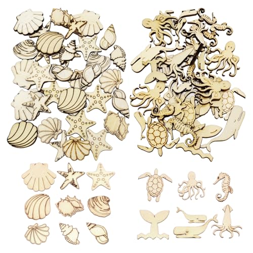 SLAXJNE 70 Stück Meereslebewesen-Holzspäne, Mini-Meeresleben-Dekoration, Holzhandwerk, DIY-Holzschmuckzubehör, Tischdekorations-Holzspäne SLAXJNE 70 Stück Meereslebewesen-Holzspäne, Mini-Meeresleben-Dekoration, Holzhandwerk, DIY-Holzschmuckzubehör, Tischdekorations-Holzspäne von SLAXJNE