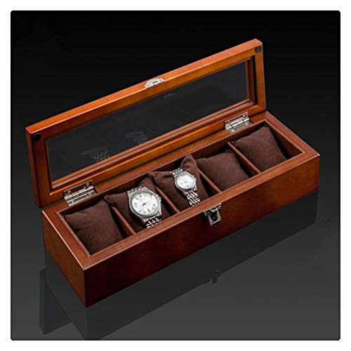 Holz-Uhren-Display-Box, Organizer, schwarze Oberseite, Uhren-Holzgehäuse, modische Uhren-Aufbewahrung, Verpackung, Geschenkboxen, Schmuckschatulle (Farbe: 3 Fächer) (5 Fächer) von SLCHJX