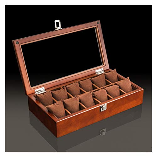 Holz-Uhren-Display-Box, Organizer, schwarze Oberseite, Uhrenkoffer, modische Uhren-Aufbewahrung, Verpackung, Geschenkboxen, Schmuckkoffer (Farbe: 12 Fächer) (12 Fächer) von SLCHJX