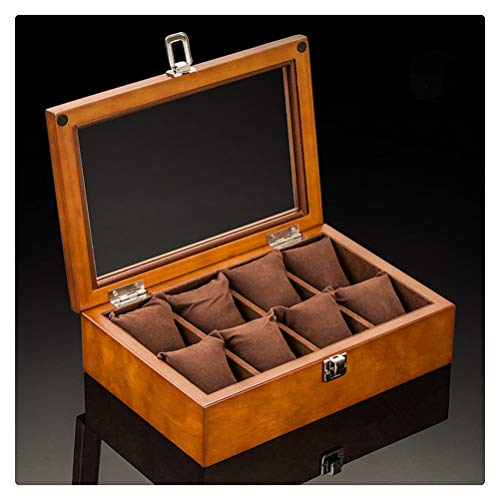 Holz-Uhren-Display-Box, Organizer, schwarze Oberseite, Uhrenkoffer, modische Uhren-Aufbewahrung, Verpackung, Geschenkboxen, Schmuckkoffer (Farbe: 12 Fächer) (8 Fächer) von SLCHJX