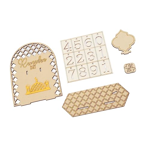Ramadan Adventskalender, Holz Countdown Kalender DIY Eid Dekorationen Countdown Kalender Ornament Handwerk Dekorationen für Home Party Urlaub (B) von SLCHJX